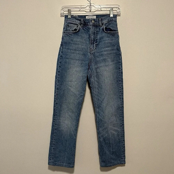Reformation Liza Ultra High Rise Straight Organic Cotton Jeans in Blue‎ Malta 24 - Picture 2 of 10